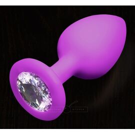 Фиолетовая силиконовая пробка с прозрачным кристаллом - 7,5 см., фото 