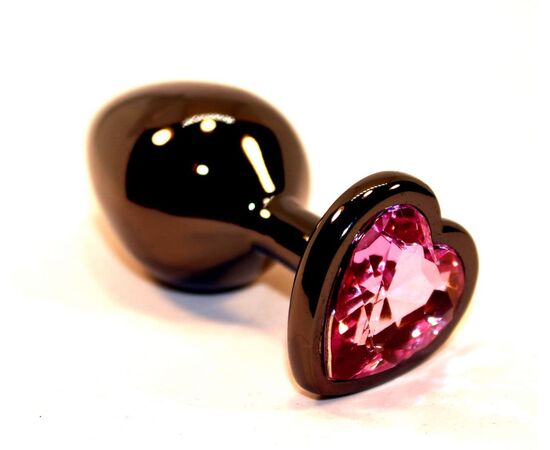 Чёрная пробка с розовым сердцем-кристаллом - 7 см., фото 