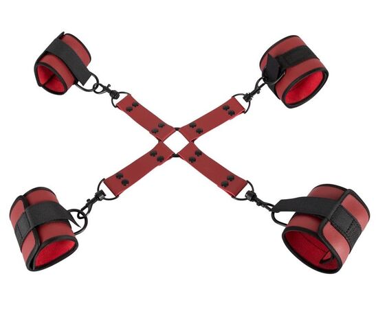 Красно-черная фиксация крестовая для рук и ног Bondage Set, фото 