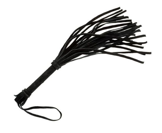 Малая черная плеть из натуральной велюровой кожи - 40 см., фото 