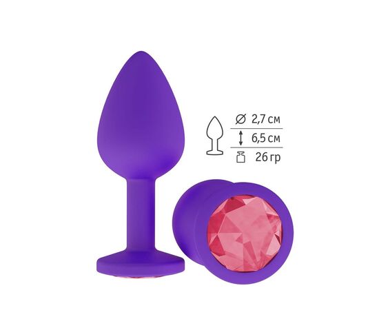 Фиолетовая силиконовая пробка с малиновым кристаллом - 7,3 см., фото 
