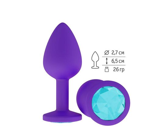 Фиолетовая силиконовая пробка с голубым кристаллом - 7,3 см., фото 