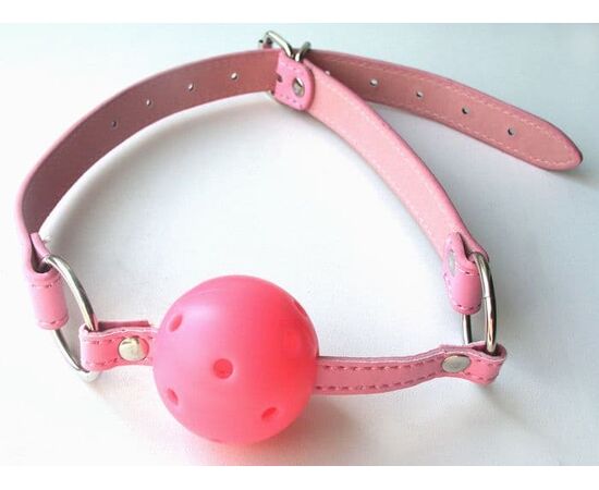 Розовый пластиковый кляп-шарик Ball Gag, фото 