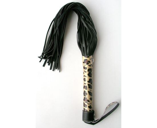 Чёрная плеть с леопардовой рукоятью Notabu - 50 см., фото 