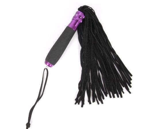 Черный флоггер с черно-фиолетовой металлической ручкой Notabu - 40 см., фото 