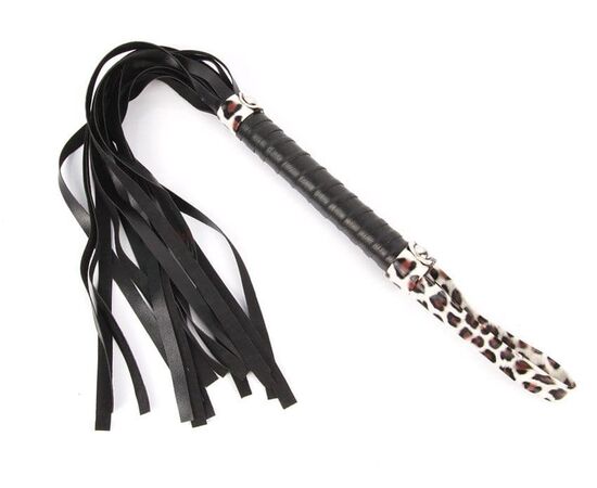 Черный флоггер с черно-леопардовой ручкой Notabu - 49 см., фото 