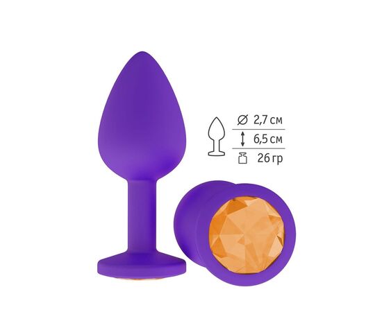 Фиолетовая силиконовая пробка с оранжевым кристаллом - 7,3 см., фото 