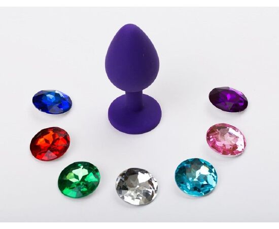 Фиолетовая силиконовая пробка с 7 сменными кристаллами - 8,2 см., фото 