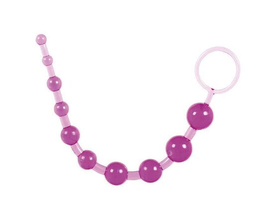 Фиолетовая анальная цепочка с кольцом - 25 см., фото 