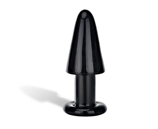 Черная стеклянная анальная втулка - 12,5 см., фото 
