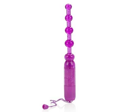 Фиолетовая анальная цепочка Waterproof Vibrating Pleasure Beads, фото 