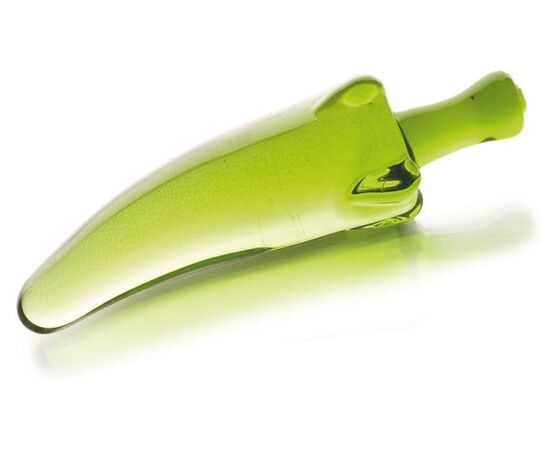 Зелёный анальный стимулятор из стекла в форме перчика - 15,5 см., фото 