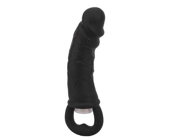 Чёрная вибровтулка-фаллос Erotic Loop Tuggers Hard Core - 11,4 см., фото 