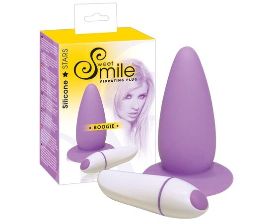 Фиолетовая анальная вибровтулка Smile - 10 см., фото 