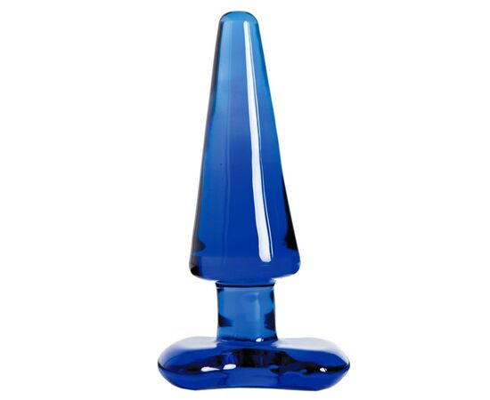 Синяя стеклянная анальная втулка - 11 см., фото 