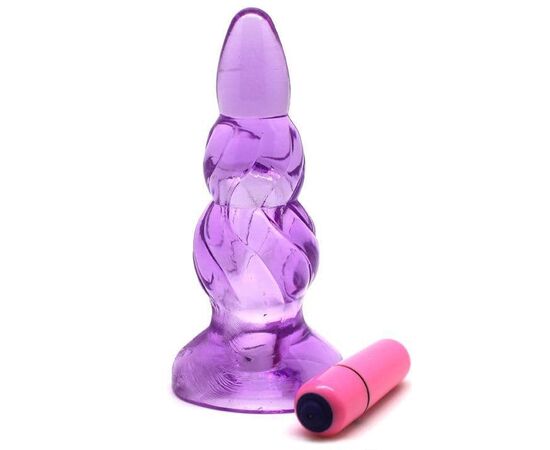 Фиолетовая анальная вибропробка - 9 см., фото 