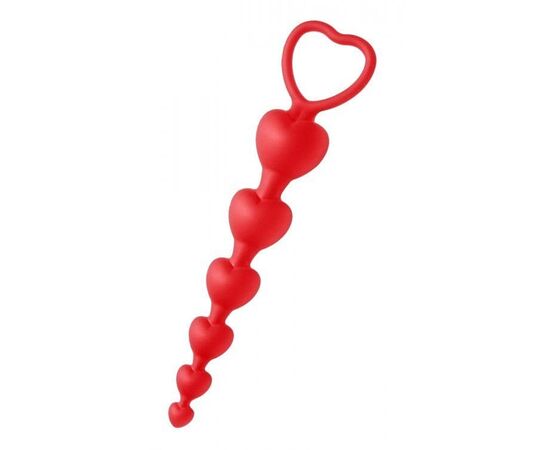 Красные анальные бусы Sweet Heart Silicone Anal Beads - 18,4 см., Цвет: красный, фото 