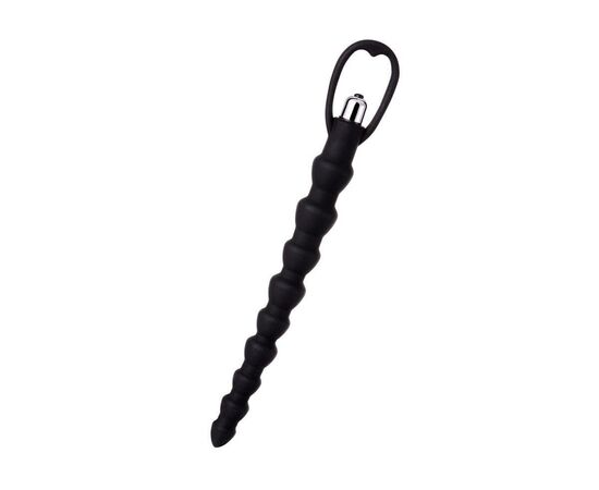 Черная анальная цепочка с вибрацией A-toys - 32,7 см., фото 