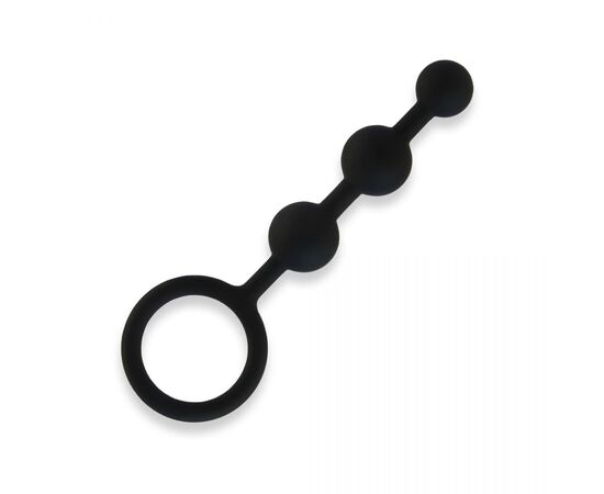 Чёрная анальная цепочка из 3 шариков - 14 см., фото 