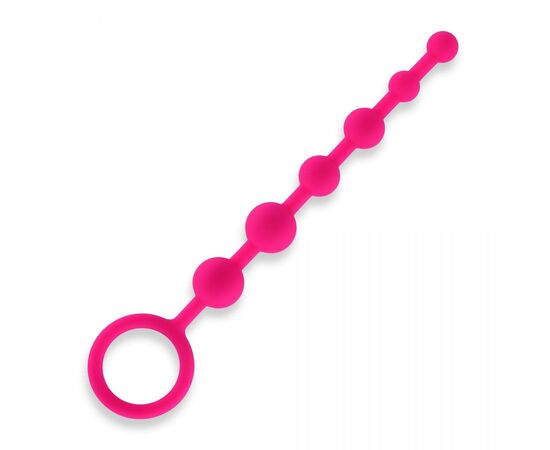 Розовая анальная цепочка из 6 шариков - 21 см., фото 