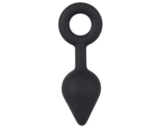 Чёрная анальная втулка с кольцом - 14 см., фото 