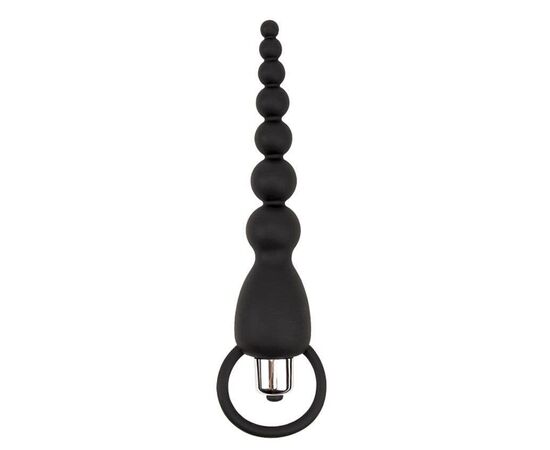 Чёрная анальная цепочка с вибрацией Sex Expert - 15,5 см., фото 