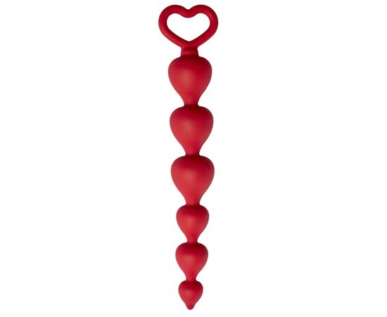 Бордовая анальная цепочка Heart Ray - 17,5 см., фото 