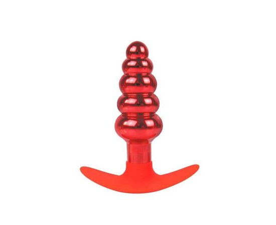 Красная анальная втулка в виде ёлочки - 10,9 см., фото 