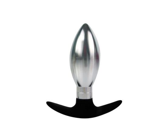 Каплевидная анальная втулка серебристо-черного цвета - 10,6 см., фото 