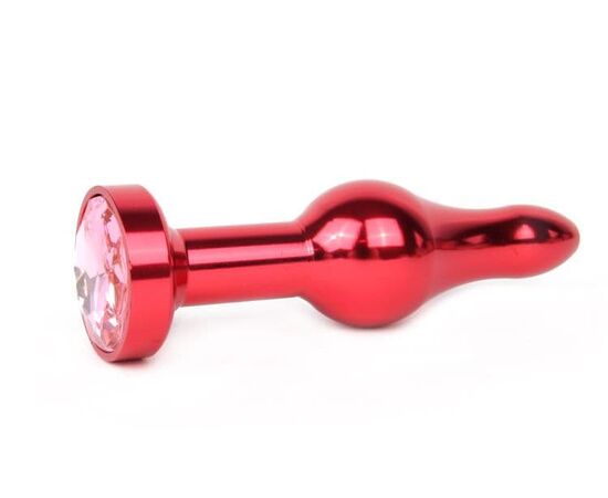 Удлиненная шарикообразная красная анальная втулка с розовым кристаллом - 10,3 см., фото 