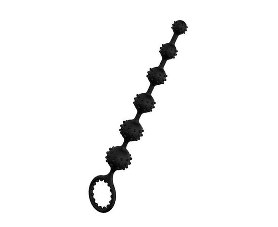 Черная анальная цепочка с шишечками RINGED BEADS - 23 см., фото 