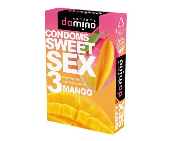 Презервативы для орального секса DOMINO Sweet Sex с ароматом манго - 3 шт., фото 