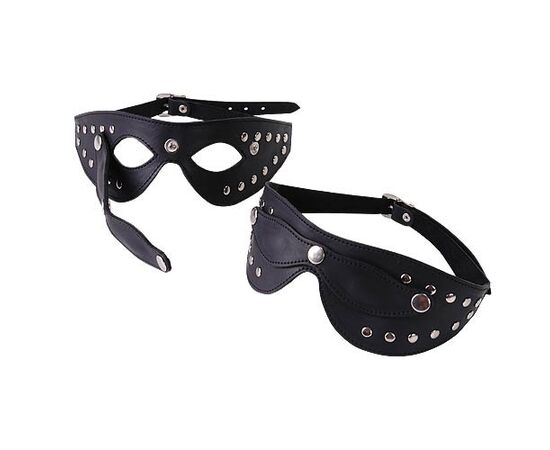 Чёрная кожаная маска с велюровой подкладкой, фото 