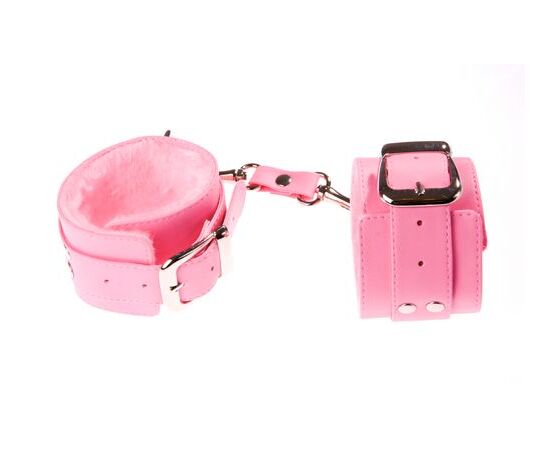 Розовые наручники с мягкой меховой подкладкой, фото 