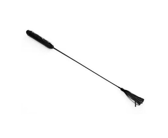 Чёрный стек с кисточками на конце и ручкой-фаллосом - 62 см., фото 