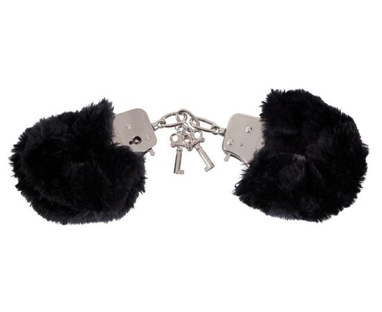 Черные меховые наручники Love Cuffs Black, фото 