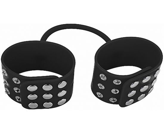 Черные силиконовые наручники с заклепками, фото 