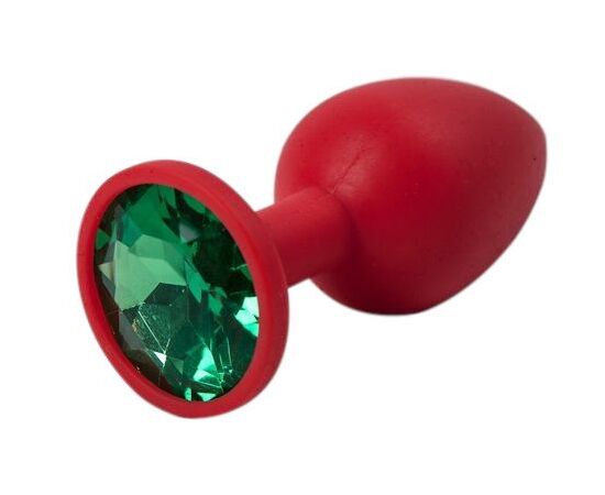 Красная силиконовая пробка с зеленым кристаллом - 7,1 см., фото 