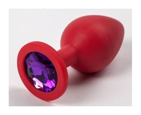 Красная силиконовая пробка с фиолетовым кристаллом - 9,5 см., фото 