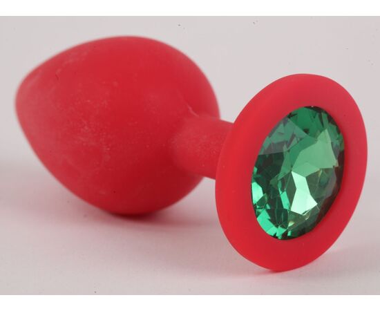 Красная силиконовая пробка с зеленым кристаллом - 9,5 см., фото 