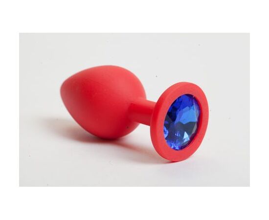 Красная силиконовая пробка с синим кристаллом - 9,5 см., фото 