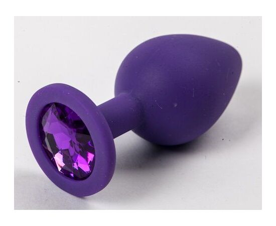 Большая фиолетовая силиконовая пробка с фиолетовым кристаллом - 9,5 см., фото 