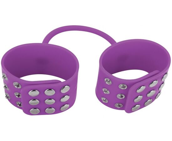 Фиолетовые силиконовые наручники с заклепками, фото 