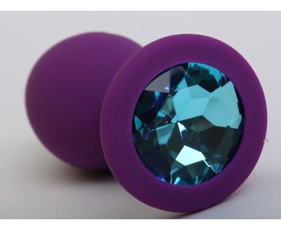 Фиолетовая силиконовая пробка с голубым стразом - 9,5 см., фото 