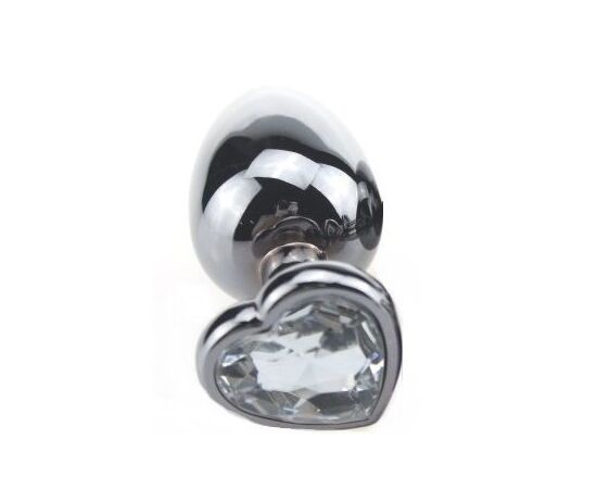 Малая серебристая пробка с прозрачным кристаллом-сердечком - 7,5 см., фото 