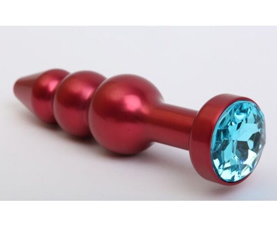 Красная анальная ёлочка с голубым кристаллом - 11,2 см., фото 