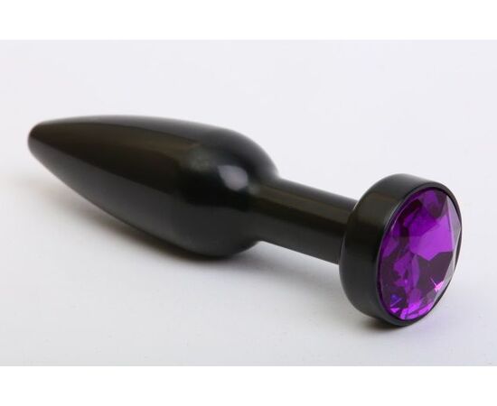 Чёрная удлинённая пробка с фиолетовым кристаллом - 11,2 см., фото 