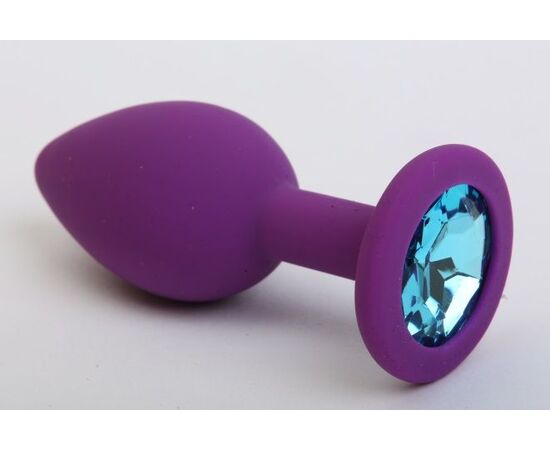 Фиолетовая силиконовая пробка с голубым стразом - 8,2 см., фото 