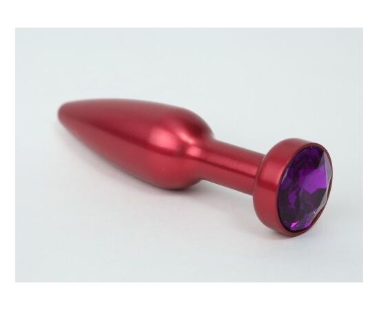 Большая красная анальная пробка с фиолетовым стразом - 11,2 см., фото 
