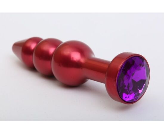 Красная анальная ёлочка с фиолетовым кристаллом - 11,2 см., фото 